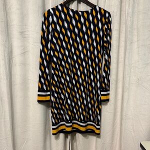 Michael Kors Blue and Gold Long Sleeve Dress